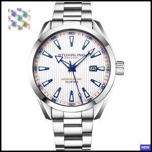 Classic Men's Dress Watch Silver Stainless Steel Analog Date Display Water